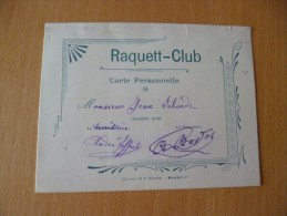 Rare Carte De Membre Raquett Club Montpellier Autographes A.Bedos Et André Laffont - Tarjetas De Visita