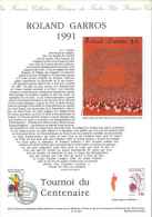 DPO 1991 - Roland Garros - Tournoi Du Centenaire - 21 91 542 - Documents De La Poste