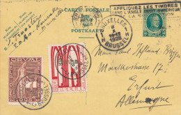976/22 - Entier Postal Houyoux + 2 TP Orval -2 Oblitérations Différentes BRUXELLES 1928 Vers Allemagne -TARIF EXACT 1 F - Cartes Postales 1909-1934
