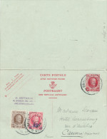 980/22 - Entier Postal Houyoux Avec REPONSE + 2 TP Idem BRUXELLES 1928 Vers CANNES France -  TARIF EXACT 1 F - Cartoline 1909-1934