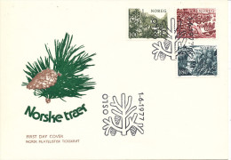 Norway FDC 1-6-1977 Trees Complete Set Of 3 With Cachet - FDC