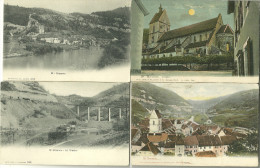 Suisse St Ursanne 4 Cartes Eglise Viaduc Vue Generale Village - Saint-Ursanne