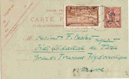 Maroc Morocco Entier Carte Postale Mouchon + Complément Fez 1934 Oued Amlil Stationary Cover Lettre - Briefe U. Dokumente