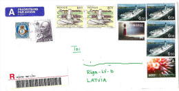 Nurway TO Latvia Recomended Letter 2006 Y - Ship + Dockyard 2006 + Sea Lighthouse (Lot 727 - 2014) - Brieven En Documenten