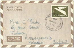 ISRAELE - ISRAEL - 1967 - Aerogramme - Viaggiata Per Huddersfield, England - Briefe U. Dokumente