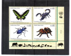 UPU542 UNO WIEN 2009 MICHL 588/91 Gefährderte Arten INSEKTEN Viererblock SIEHE ABBILDUNG - Unused Stamps