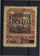 MARCA DA BOLLO/REVENUE  - FIUME - BOLLO CENT.20 - Fiume & Kupa