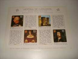 ESPAÑA - HISTORIA DE CATALUNYA - HOJA Nº 21 - BAIXA EDAT MITJANA (ELS SOBIRANS I LLURS COL·LABORADORS) ** MNH - Feuillets Souvenir