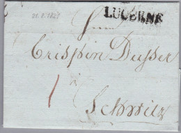 Heimat LU LUCERNE 1821-08-02 Langstempel Auf Vorphila Brief Nach Schwyz - ...-1845 Prephilately