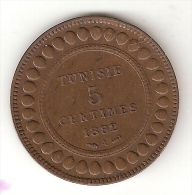 *tunesia  5 Centimes 1892 A    Km 221  Xf !!!! - Tunesië