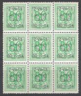 PRE 639 XX (MNH) BLOC DE 9 - Typos 1951-80 (Chiffre Sur Lion)