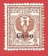 ITALIA COLONIE NUOVO MH - 1912 - EGEO - Caso - Aquila, Tipo Floreale - Cent. 2 - S. 1 - Aegean (Caso)