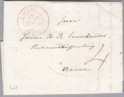 Heimat LU LUZERN 1838-09-18 Rot Brief Nach Aarau - ...-1845 Prephilately