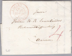 Heimat LU LUZERN 1838-09-18 Rot Brief Nach Aarau - ...-1845 Préphilatélie