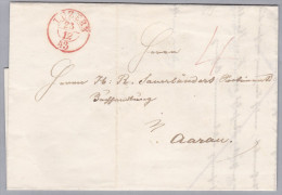 Heimat LU LUZERN 1843-12-23 Rot Vorphila Brief Nach Aarau - ...-1845 Préphilatélie