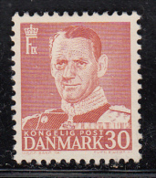 Denmark Unused Scott #335 30o Frederik IX, Brown Red Type IVa 4 Squares In '0', Incomplete 'SVEN EWERT' - Neufs