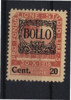 MARCA DA BOLLO/REVENUE  - FIUME - BOLLO CON FREGIO Cent.20 - Fiume & Kupa