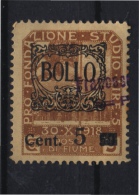 MARCA DA BOLLO/REVENUE  - FIUME - BOLLO CON FREGIO  Sovrastampato Cent.5 - USATO - Fiume & Kupa