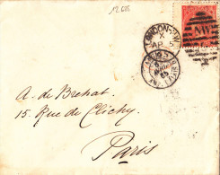 12688# VICTORIA FOUR PENCE ORANGE LETTRE Obl LONDON NW 1865 Cote 80 € Détaché GRANDE BRETAGNE ENGLAND ANGLETERRE - Storia Postale