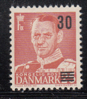 Denmark MH Scott #358 30o On 25o Frederik IX, Brown Red Type III Surcharge Type II 12mm Between ´30´ And Bars - Ongebruikt