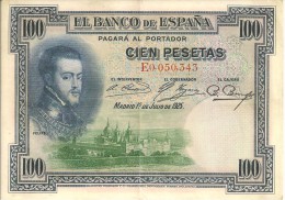 BILLETS - ESPAGNE - 100 PESETAS - 1925 - N°E0,050,343 - 100 Pesetas