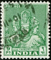 INDIA, MONUMENTI DELL’INDIA, TRIMURTI, 1949, FRANCOBOLLO USATO, Scott 209 - Gebruikt