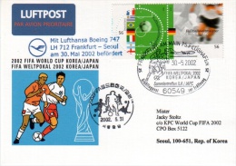 Mondial 2002 - Carte Vol Spécial Francfort Seoul  LH 712 30/05/2002 - 2002 – Corée Du Sud / Japon