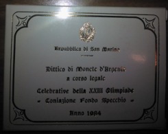 1984 SAN MARINO XXIII OLIMPIADE DI LOS ANGELES DITTICO FONDO SPECCHIO FS - San Marino