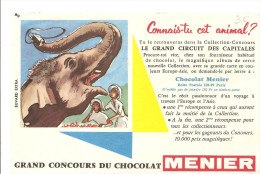 Buvard MENIER Connais-tu Cet Animal? Grand Concours Du Chocolat MENIER - Cocoa & Chocolat