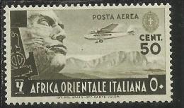 AFRICA ORIENTALE ITALIANA AOI 1938 SOGGETTI VARI POSTA AEREA AIR MAIL CENT. 50 C MNH CENTRATO FIRMATO SIGNED - Italian Eastern Africa