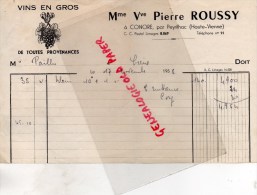 87 - CONORE PAR PEYRILHAC- FACTURE MME VEUVE PIERRE ROUSSY -MARCHAND DE VINS- 1958 - 1950 - ...