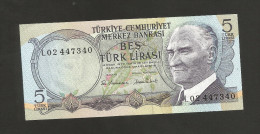 [NC] TURKEY - NATIONAL BANK - 5 LIRA (1970) - Turquie