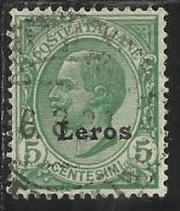 COLONIE ITALIANE EGEO 1912 LERO (LEROS)  SOPRASTAMPATO D'ITALIA ITALY OVERPRINTED CENT. 5 CENTESIMI USATO USED OBLITERE´ - Egeo (Lero)