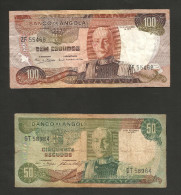 ANGOLA - BANCO De ANGOLA - 50 / 100 ESCUDOS (1972 ) LOT Of 2 DIFFERENT BANKNOTES - Angola