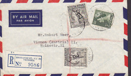 Australia Airmail Par Avion Registered Label DEGRAVES ST. Victoria 1957 Cover To VIENNA Wien Austria (2 Scans) - Covers & Documents