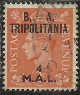 TRIPOLITANIA OCCUPAZIONE BRITANNICA 1950 BA B.A. 4 M SU 2 P TIMBRATO USED - Tripolitaine