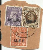 COLONIE OCCUPAZIONI STRANIERE MEF 1943 1947 M.E.F. 2 + 3 P + 1 S USED USATO IN CIRENAICA 12 5 1948 MISURATA SU FRAMMENTO - Occ. Britanique MEF