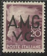 VENEZIA GIULIA 1945 - 1947 TRIESTE AMGVG POSTA ORDINARIA LIRE 20 MNH BEN CENTRATO - Mint/hinged