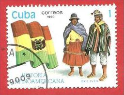 CUBA USATO - 1990 - Storia Latino Americana - Bolivia - 1 ¢ - Yt 3059 - Usati