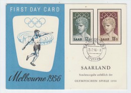 Saar FIRST DAY CARD OLYMPIC GAMES 1956 - Sommer 1956: Melbourne