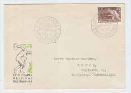 Finland/Germany OLYMPIC GAMES FIRST DAY COVER FDC 1952 - Verano 1952: Helsinki