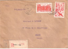 2322 PARIS Lettre Recommandée Ob 233 1949 Grille Provisoire Et étiquette 804 Luxembourg PA17 50 F Iris - Lettres & Documents