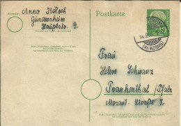 ALEMANIA ENTERO POSTAL 1956 GUNDERSHEIM - Cartoline - Usati
