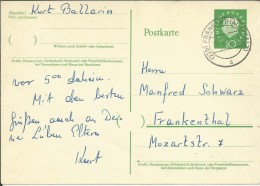 ALEMANIA ENTERO POSTAL 1961 FRANKENTHAL - Postales - Usados