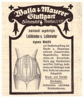 Original Werbung - 1929 - Walla & Maurer In Stuttgart , Leibmieder , Korsett , Corset !!! - Biancheria Intima