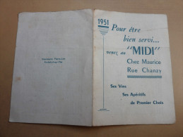 Calendrier 1951 "Pour être Bien Servi... Venez Au MIDI Chez Maurice Rue Chanzy" (10,9x15,5cm) - Small : 1941-60