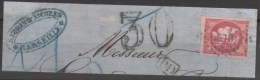 Emission De Bordeaux N° 49c (Variété, Belle Tache Devant La Bouche) Avec Oblitération Losange ML2° Sur Fragment TB - 1870 Ausgabe Bordeaux