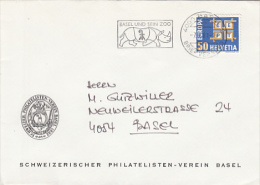 6807- RHINOCEROS, BASEL ZOOM SPECIAL POSTMARK ON COVER, EUROPA CEPT STAMP, 1981, SWITZERLAND - Rhinoceros