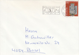 6809- RHINOCEROS, BASEL ZOOM SPECIAL POSTMARK ON COVER, 1984, SWITZERLAND - Rhinoceros