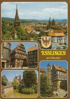 6933- POSTCARD, ESSLINGEN- PANORAMA, WOOD FRAME HOUSES, RIVER, CAR - Esslingen